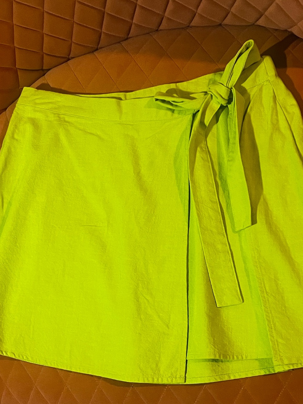 Chartreuse Wrap Mini Skirt - Women